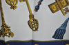 Authentic HERMES Carre 90 Scarf "LES CLES" Silk Navy K5806