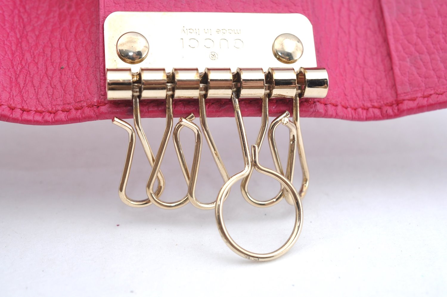 Authentic GUCCI Swing Vintage６Six Hooks Key Case Leather 354499 Pink K5820