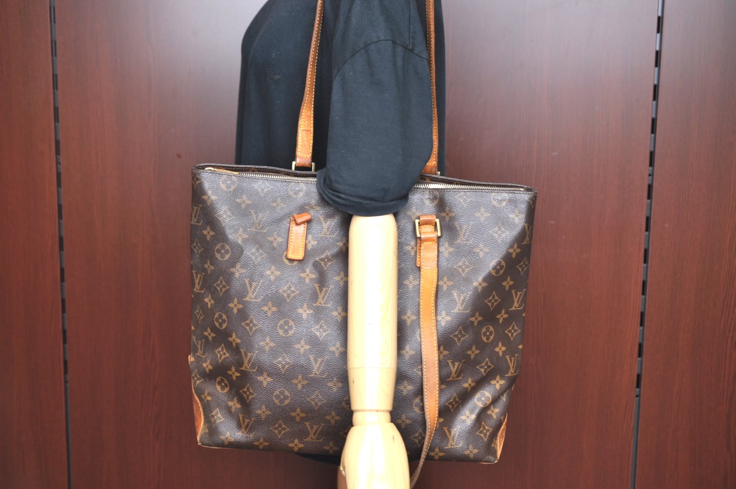 Authentic Louis Vuitton Monogram Cabas Mezzo Shoulder Tote Bag M51151 Junk K5828