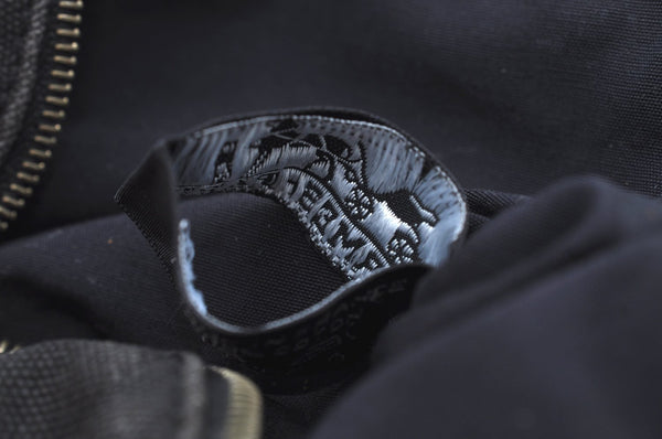 Authentic HERMES Bolide PM Pouch Purse Canvas Leather Black K5830