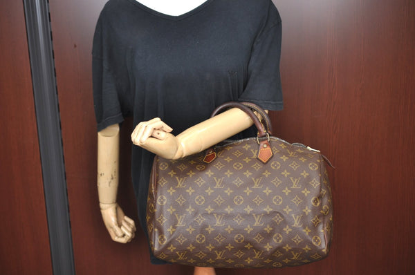 Authentic Louis Vuitton Monogram Speedy 35 Hand Boston Bag M41524 LV Junk K5831