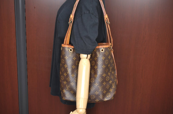 Authentic Louis Vuitton Monogram Petit Noe M42226 Shoulder Drawstring Bag K5845