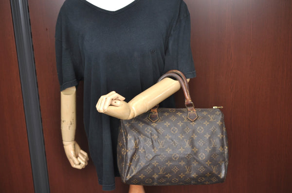 Authentic Louis Vuitton Monogram Speedy 30 Hand Boston Bag M41526 LV K5850