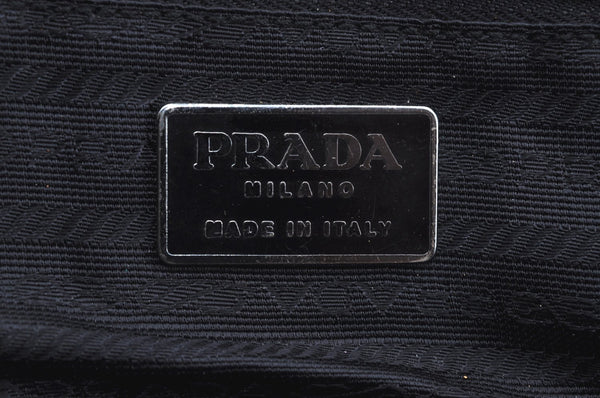 Authentic PRADA Vintage Nylon Tessuto Leather Business Bag Black K5861