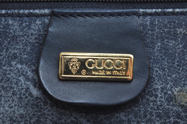 Authentic GUCCI Micro GG PVC Leather Shoulder Cross Body Bag Navy Blue K5871