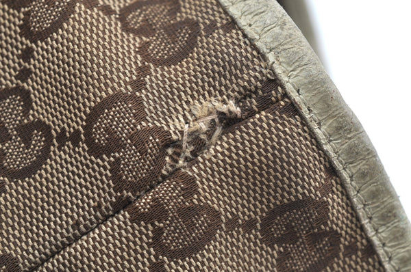 Authentic GUCCI Charmy Shoulder Tote Bag GG Canvas Leather 153361 Brown K5877