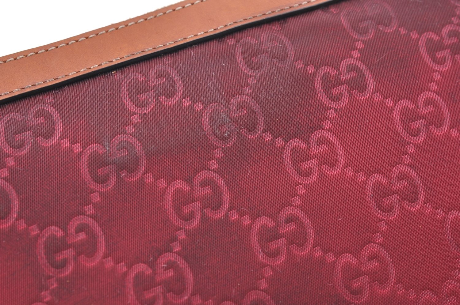 Authentic GUCCI Clutch Hand Bag Purse GG Nylon Leather 282071 Red K5881
