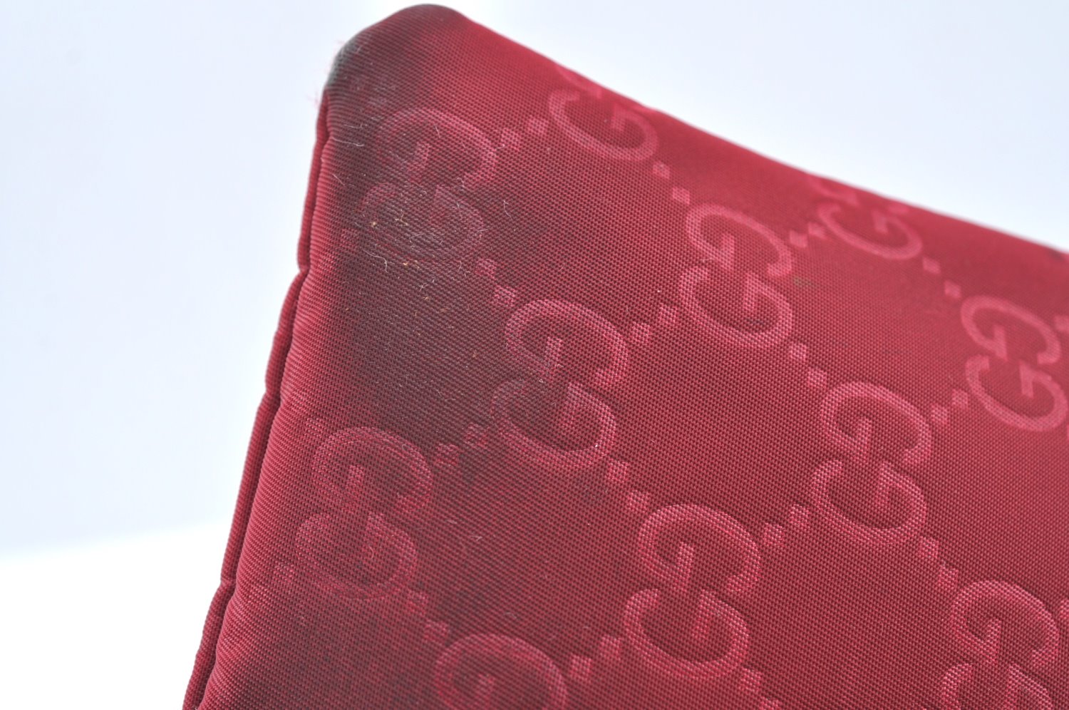 Authentic GUCCI Clutch Hand Bag Purse GG Nylon Leather 282071 Red K5881