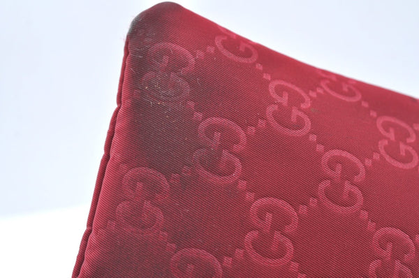 Authentic GUCCI Clutch Hand Bag Purse GG Nylon Leather 282071 Red K5881