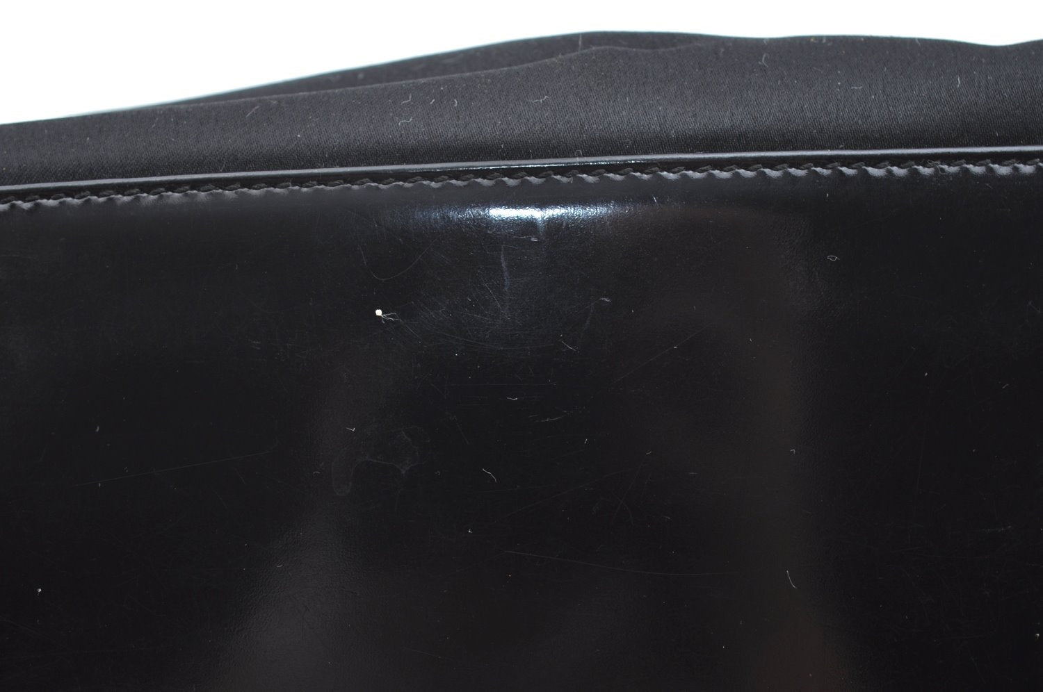 Authentic GUCCI Vintage Shoulder Hand Bag Satin Enamel Black Junk  K5884