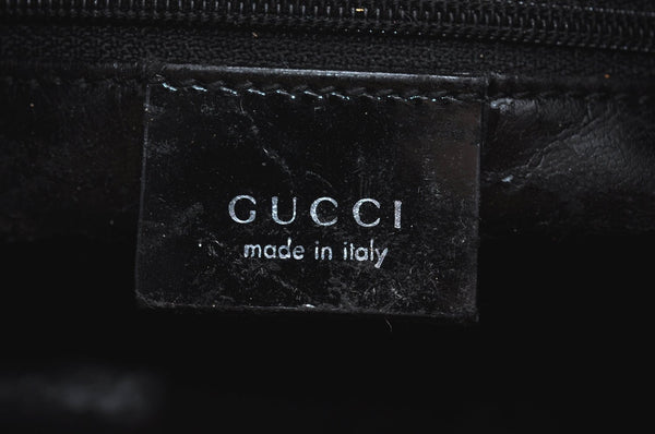 Authentic GUCCI Vintage Shoulder Hand Bag Satin Enamel Black Junk  K5884