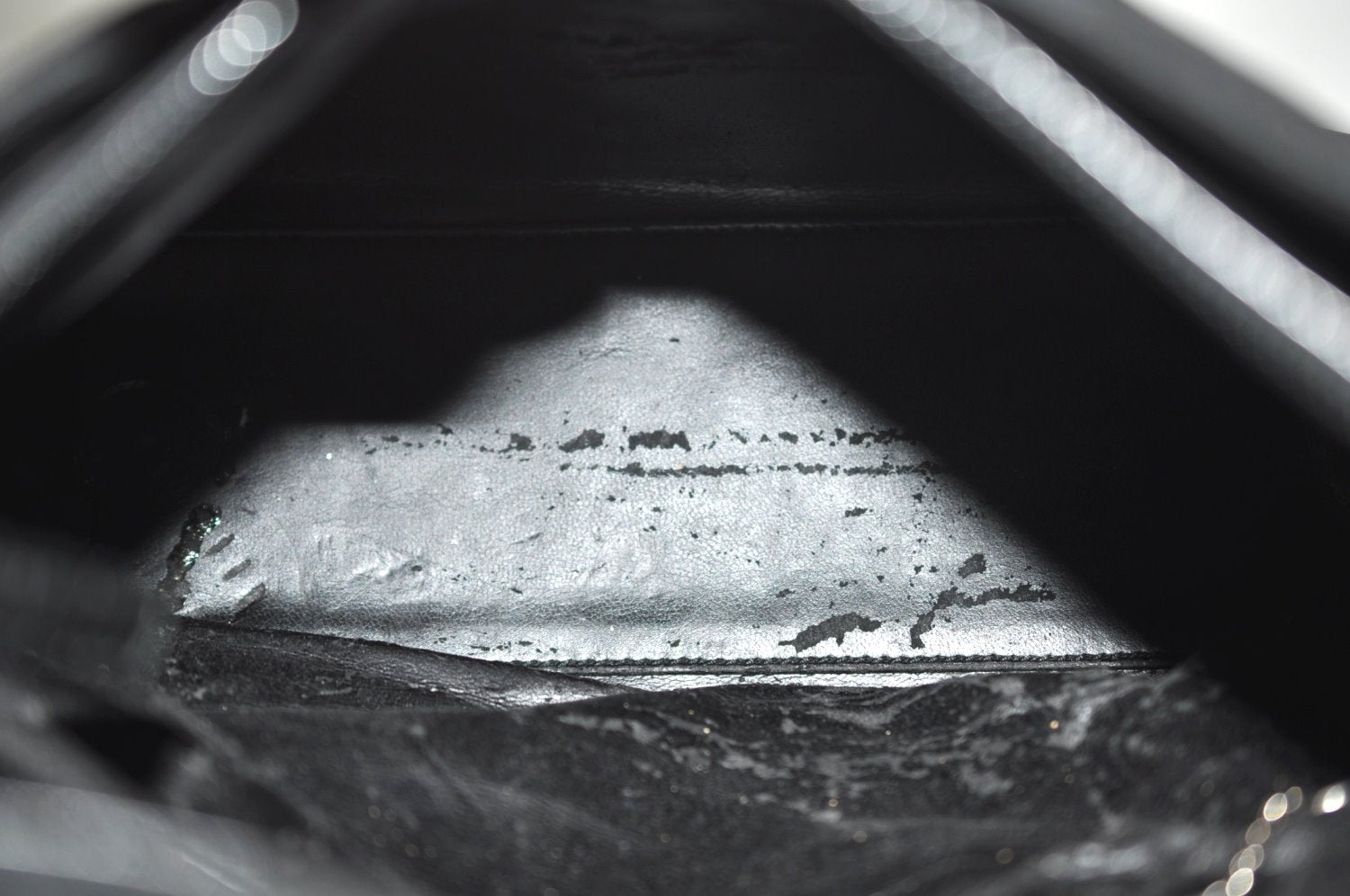 Authentic GUCCI Vintage Shoulder Hand Bag Satin Enamel Black Junk  K5884