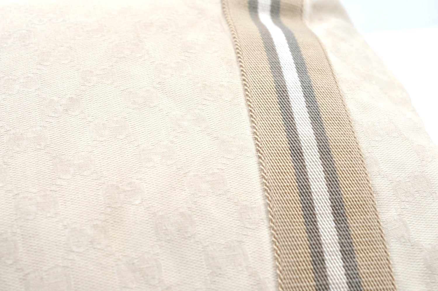 Authentic GUCCI Vintage Shoulder Tote Bag GG Canvas Leather 189669 White K5944