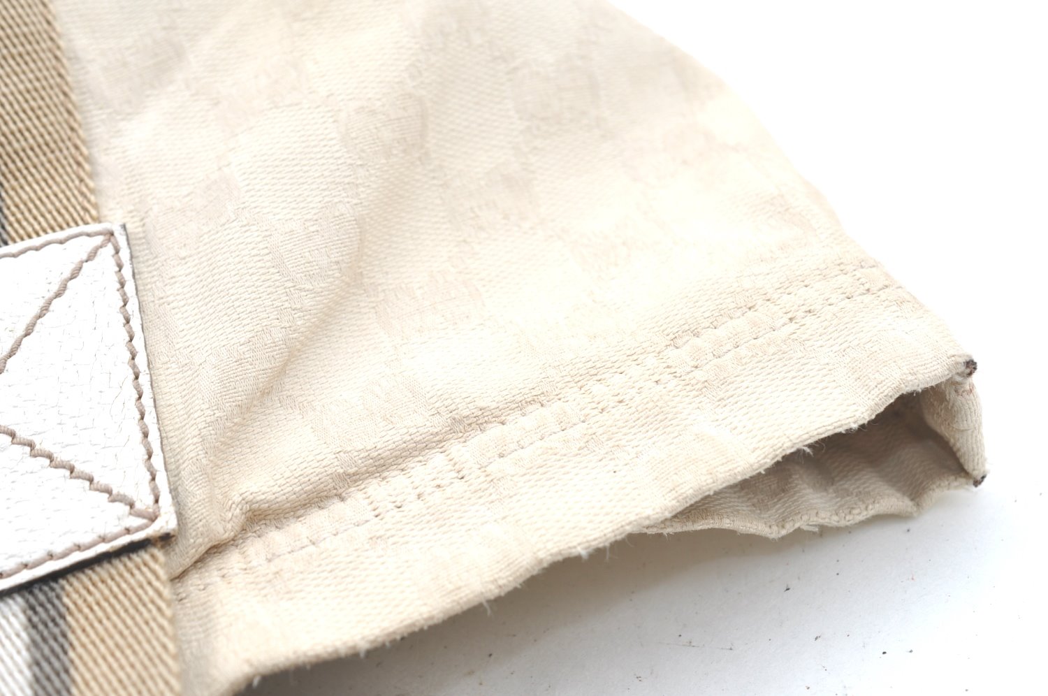 Authentic GUCCI Vintage Shoulder Tote Bag GG Canvas Leather 189669 White K5944