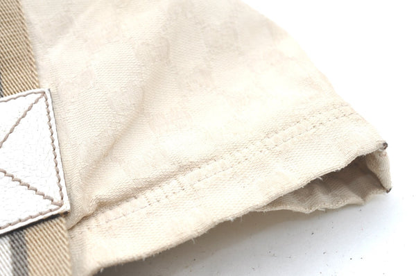 Authentic GUCCI Vintage Shoulder Tote Bag GG Canvas Leather 189669 White K5944