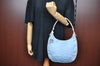 Authentic FENDI Tiger Motif Hand Shoulder Bag Canvas Leather Light Blue K5970