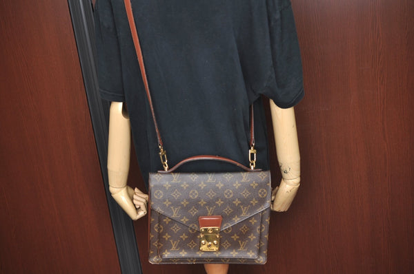 Authentic Louis Vuitton Monogram Monceau 2Way Shoulder Hand Bag M51185 LV K5977