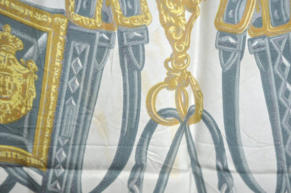 Authentic HERMES Carre 90 Scarf "BRIDES de GALA par" Silk Blue K5984