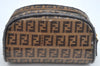 Authentic FENDI Vintage Zucchino Pouch Purse PVC Leather Brown Junk K6000