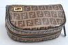 Authentic FENDI Vintage Zucchino Pouch Purse PVC Leather Brown Junk K6000