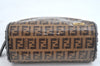 Authentic FENDI Vintage Zucchino Pouch Purse PVC Leather Brown Junk K6000