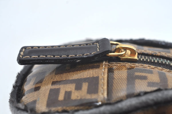 Authentic FENDI Vintage Zucchino Pouch Purse PVC Leather Brown Junk K6000