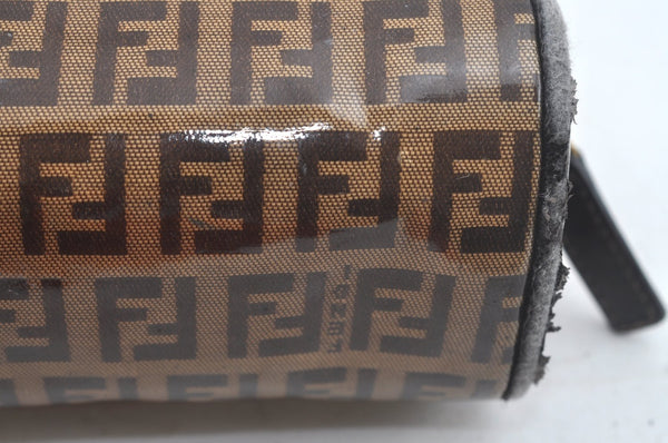 Authentic FENDI Vintage Zucchino Pouch Purse PVC Leather Brown Junk K6000