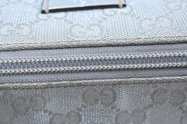 Authentic GUCCI Sherry Line Shoulder Bag GG Canvas Leather 192756 Silver K6001