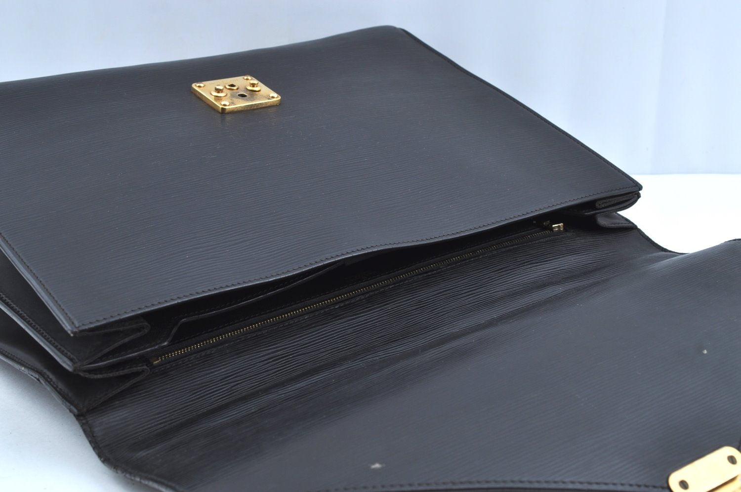 Auth Louis Vuitton Epi Serviette Ambassadeur Black Briefcase M54412 LV K6005