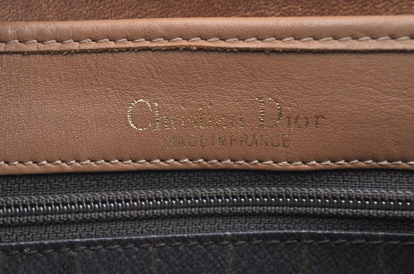 Authentic Christian Dior Honeycomb Shoulder Cross Bag PVC Leather Brown K6019
