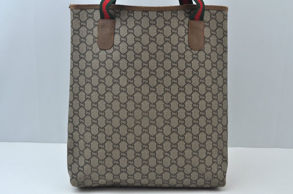 Auth GUCCI GGPlus Web Sherry Line Shoulder Tote Bag GG PVC Leather Brown K6025