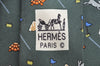 Authentic HERMES Tie Necktie Rabbit and Turtle Pattern Silk 7797FA Green K6046
