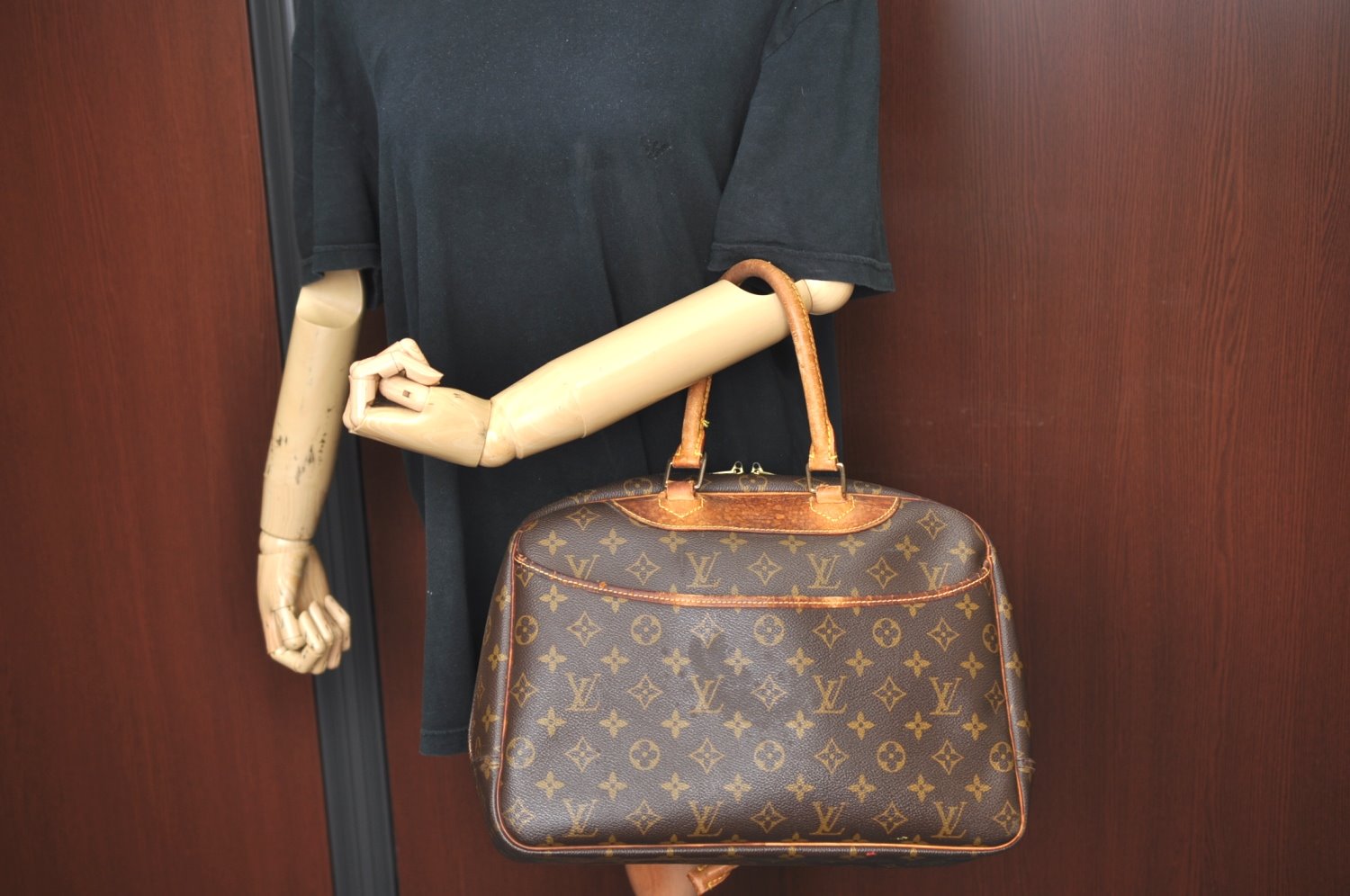 Authentic Louis Vuitton Monogram Deauville Hand Bag M47270 LV Junk K6065