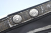 Authentic FENDI Vintage Pequin Hand Bag Pouch Purse Nylon Leather Black K6094