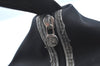 Authentic FENDI Vintage Pequin Hand Bag Pouch Purse Nylon Leather Black K6094