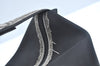Authentic FENDI Vintage Pequin Hand Bag Pouch Purse Nylon Leather Black K6094