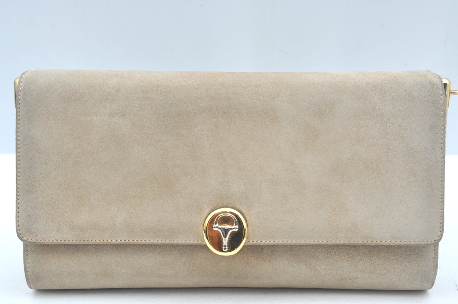 Authentic GUCCI Shoulder Cross Body Bag Purse Suede Leather Beige Junk K6107