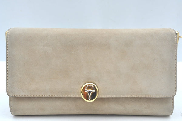 Authentic GUCCI Shoulder Cross Body Bag Purse Suede Leather Beige Junk K6107