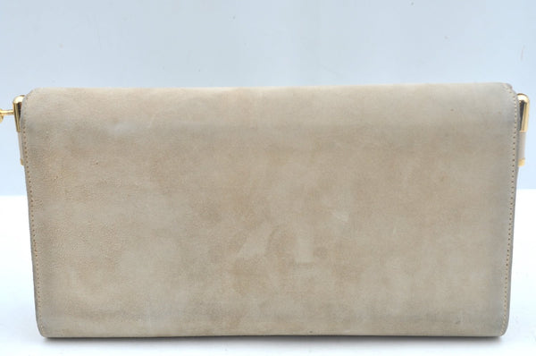 Authentic GUCCI Shoulder Cross Body Bag Purse Suede Leather Beige Junk K6107