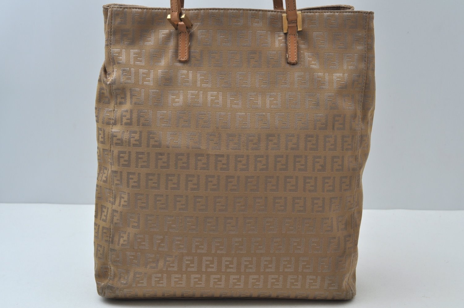 Authentic FENDI Vintage Zucchino Shoulder Hand Bag Canvas Leather Beige K6108