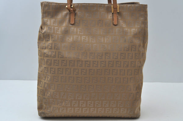 Authentic FENDI Vintage Zucchino Shoulder Hand Bag Canvas Leather Beige K6108