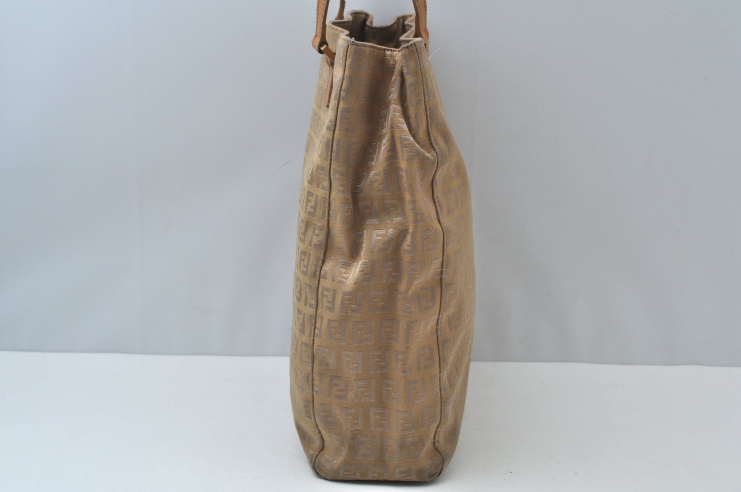 Authentic FENDI Vintage Zucchino Shoulder Hand Bag Canvas Leather Beige K6108