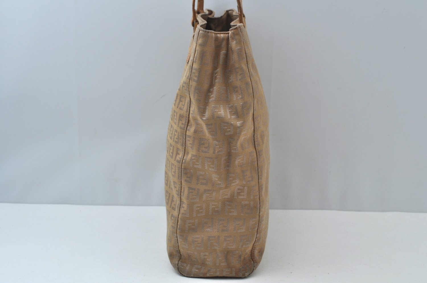 Authentic FENDI Vintage Zucchino Shoulder Hand Bag Canvas Leather Beige K6108