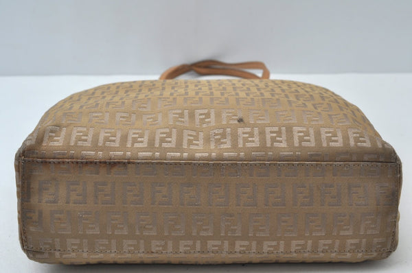 Authentic FENDI Vintage Zucchino Shoulder Hand Bag Canvas Leather Beige K6108