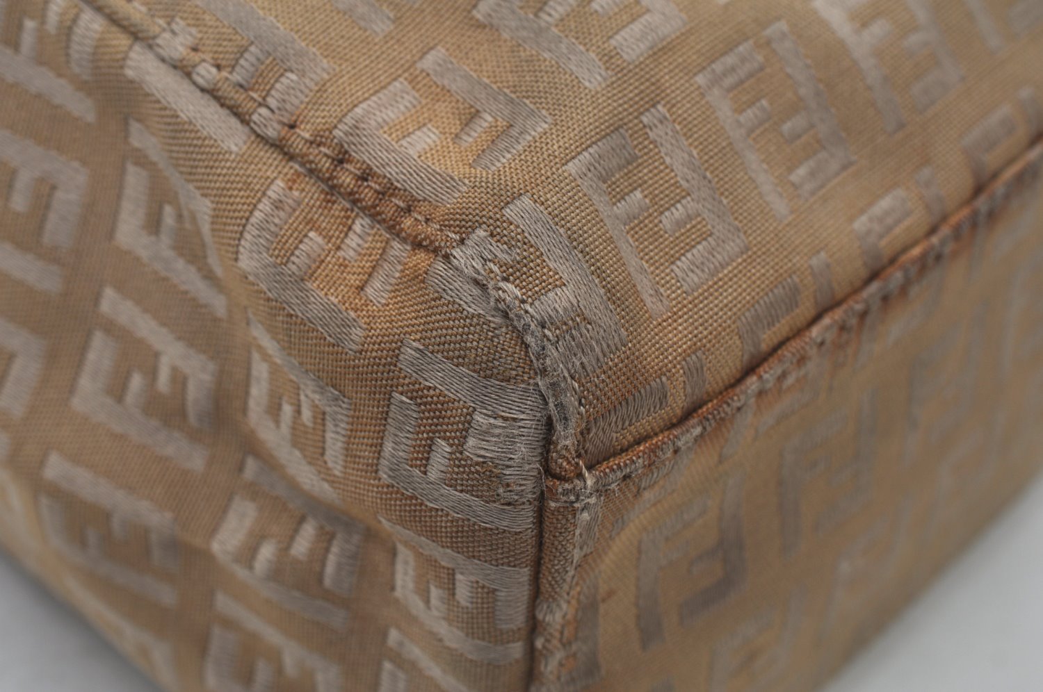 Authentic FENDI Vintage Zucchino Shoulder Hand Bag Canvas Leather Beige K6108