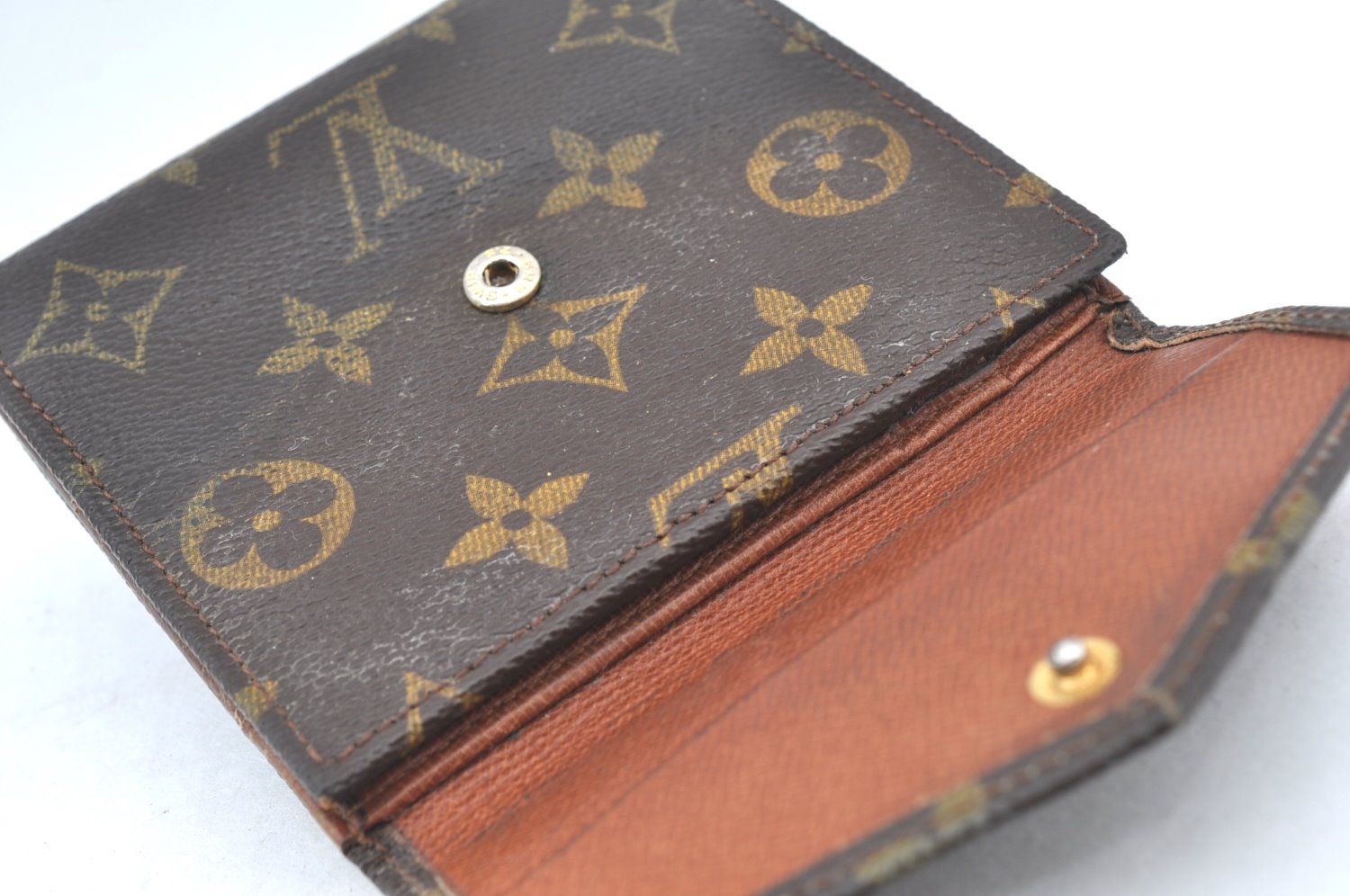 Authentic Louis Vuitton Monogram Porte Monnaie Billets Wallet M61660 Junk K6130