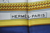 Authentic HERMES Carre 90 Scarf "GRAND APPARAT" Silk Blue K6173