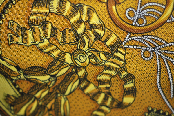 Authentic HERMES Carre 90 Scarf "GRAND APPARAT" Silk Blue K6173