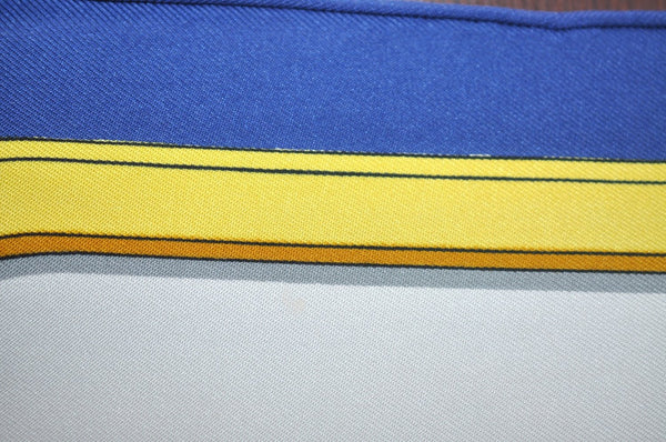 Authentic HERMES Carre 90 Scarf "GRAND APPARAT" Silk Blue K6173