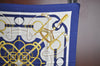 Authentic HERMES Carre 90 Scarf "Eperon D'or" Silk Navy K6174